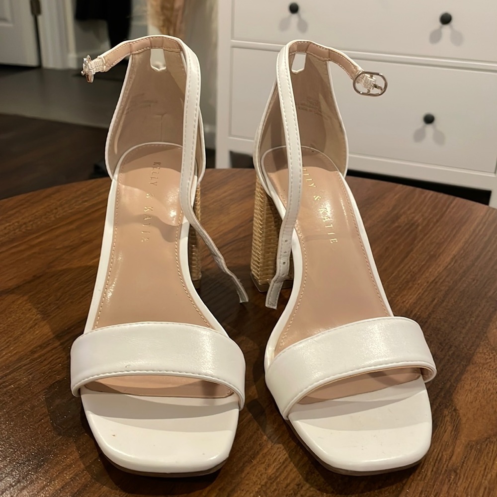 White and wicker heels